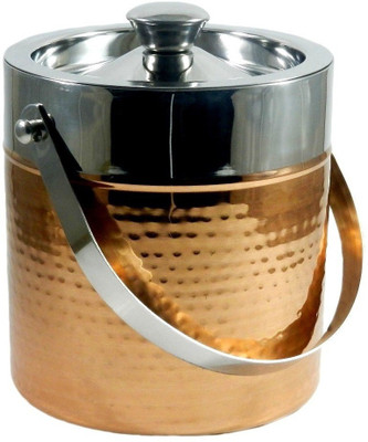 29% OFF on Gaarv Hammered Copper Plated Stainless Steel Ice Bucket Brown 1.9 L