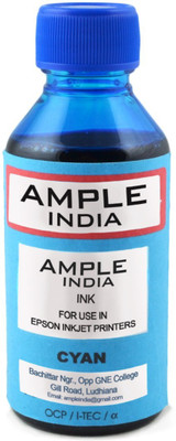 Ample India 100ML Compatible For Epson L100,L110,L200,L210,L300,L350,L355,L550,L555 Cyan Ink (Cyan)