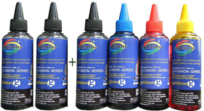 46% OFF on GoColor Canon Premium Quality Inkjet Compatible Ink 100 ML X 4 Colours + 2 Black Extra (Dye Ink Combo) Black Ink 46% OFF on GoColor Canon Premium Quality Inkjet Compatible Ink 100 ML X 4 Colours + 2 Black Extra (Dye Ink Combo) Black Ink
