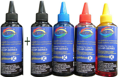 39% OFF on GoColor HP Premium Quality Inkjet Compatible Ink 100 ML X 4 Colours + 1 Black Extra (Dye Ink Combo) Black Ink 39% OFF on GoColor HP Premium Quality Inkjet Compatible Ink 100 ML X 4 Colours + 1 Black Extra (Dye Ink Combo) Black Ink