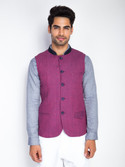5% OFF on Mr Button Sleeveless Solid Men's Nehru Linen Jacket