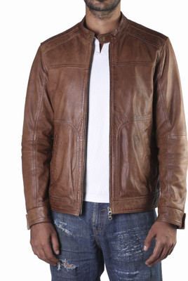 Theo&Ash Full Sleeve Solid Men's Motorcycle Jacket Theo&Ash Full Sleeve Solid Men's Motorcycle Jacket
