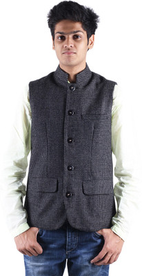 Owncraft Sleeveless Self Design Men's Nehru Jacket Owncraft Sleeveless Self Design Men's Nehru Jacket