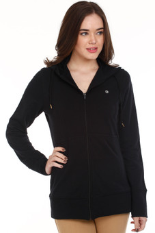 Mustard Black Hood Full Sleeve Solid Women's Quilted Jacket