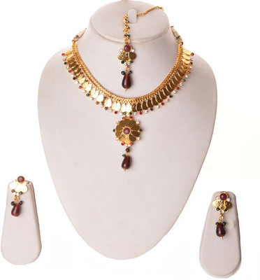 44% OFF on Damayanti Temple Jewelry Alloy Jewel Set Gold, Brown