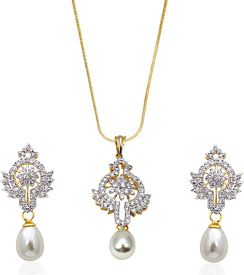3% OFF on Siyora Brass Jewel Set White