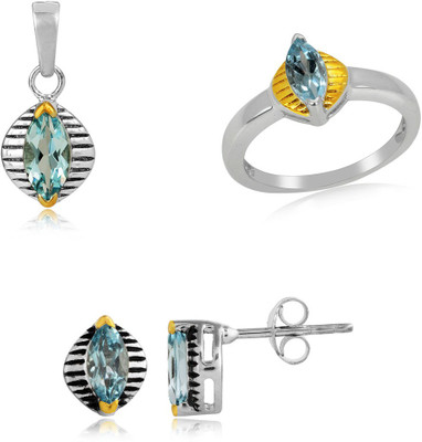 30% OFF on RosesNRibbons Blue Marquise Sterling Silver Jewel Set Silver, Gold