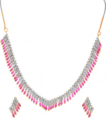 60% OFF on Alysa Adelma Copper, Brass, Silver Jewel Set Maroon, Silver