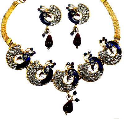 50% OFF on Modish Look Wedding Shine Brass Jewel Set Blue, Multicolor