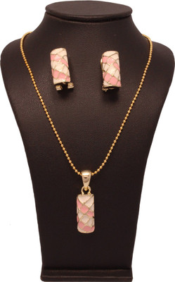 69% OFF on Vendee Fashion Latest Designer Brass Jewel Set Pink