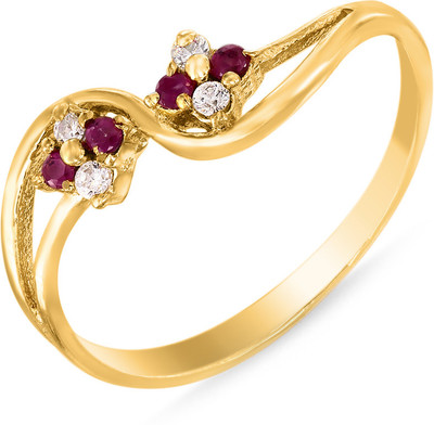 6% OFF on Mahi Beauty Cluster Brass, Alloy Zircon, Ruby 24K Yellow Gold Plated Ring