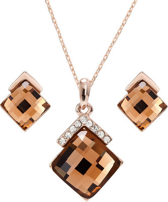16% OFF on GemLN Kite-shaped Copper Crystal Pendant & Earrings Alloy Jewel Set Brown 16% OFF on GemLN Kite-shaped Copper Crystal Pendant & Earrings Alloy Jewel Set Brown