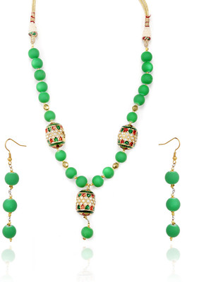 17% OFF on Aapno Rajasthan Glass Jewel Set Green