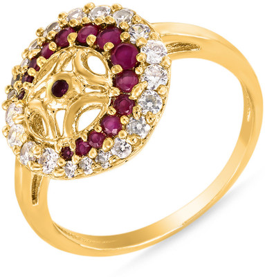 54% OFF on Mahi Tantalizing Alloy, Brass Ruby, Zircon 24K Yellow Gold Plated Ring