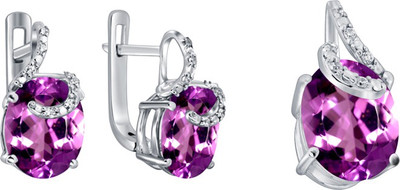 20% OFF on Fihana Synthetic Alexandrite Oval Round Cz Silver Jewel Set Purple