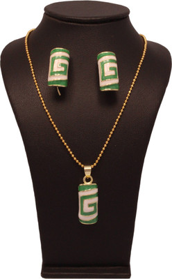 69% OFF on Vendee Fashion Antique Brass Jewel Set Green