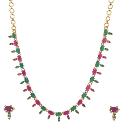 33% OFF on Sthrielite Magnificent Pink Grren Design Alloy Jewel Set Multicolor 33% OFF on Sthrielite Magnificent Pink Grren Design Alloy Jewel Set Multicolor