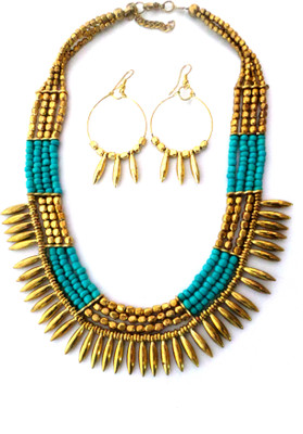 38% OFF on Modish Look Brass Jewel Set Gold, Blue