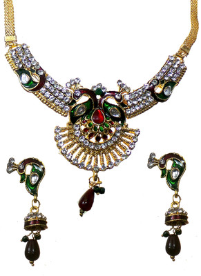 35% OFF on Modish Look Peacock Alloy Jewel Set Multicolor, Red, Green