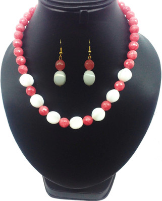 60% OFF on Bling N Beads Designer Peach Stone Jewel Set Pink, White