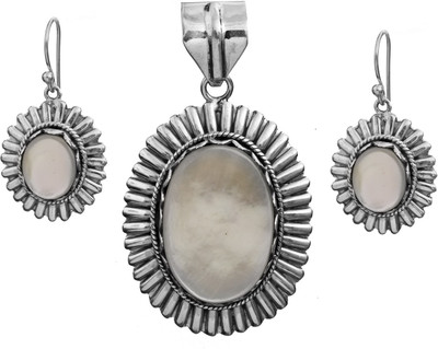 Exotic India Shell Sterling Silver Jewel Set White Exotic India Shell Sterling Silver Jewel Set White