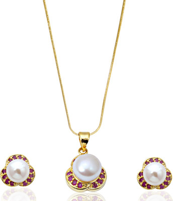 57% OFF on Siyora Brass Jewel Set Red