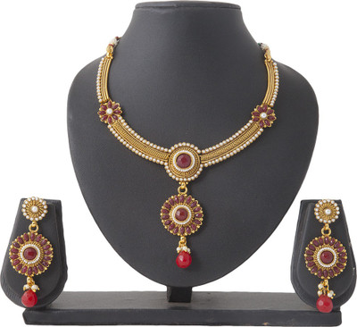60% OFF on Aaina Necklace Fashion Copper Jewel Set Red