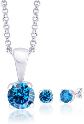 30% OFF on Taraash Round CZ Sterling Silver Jewel Set Blue