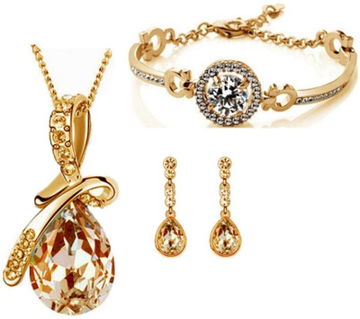 60% OFF on Cyan Brass Jewel Set Gold