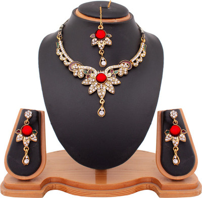 69% OFF on Vendee Fashion Elegant Diamond Alloy Jewel Set Maroon, Green