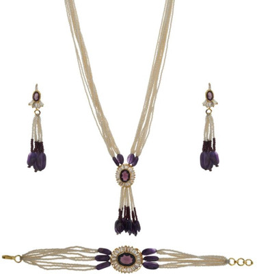 Abhushan Beads Alloy Jewel Set Silver Abhushan Beads Alloy Jewel Set Silver