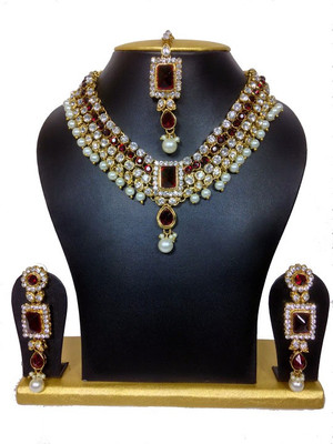80% OFF on Sewad Wedding Necklace Alloy Jewel Set Maroon, White, Gold 80% OFF on Sewad Wedding Necklace Alloy Jewel Set Maroon, White, Gold