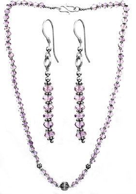 Exotic India Faceted Iolite Beaded Sterling Silver Jewel Set Blue