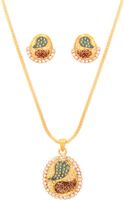 60% OFF on Vendee Fashion Dazzling Brass Jewel Set Maroon, Green