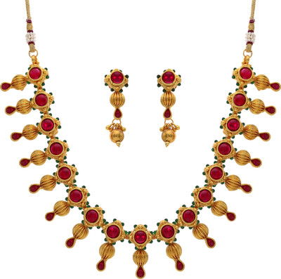 24% OFF on Pearls Cart Kempu Stone Studded Traditional Necklace Alloy Jewel Set Multicolor 24% OFF on Pearls Cart Kempu Stone Studded Traditional Necklace Alloy Jewel Set Multicolor