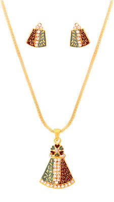 60% OFF on Vendee Fashion Unique Brass Jewel Set Maroon, Green