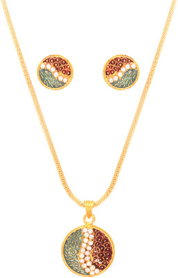 70% OFF on Vendee Fashion Delicate Brass Jewel Set Maroon, Green