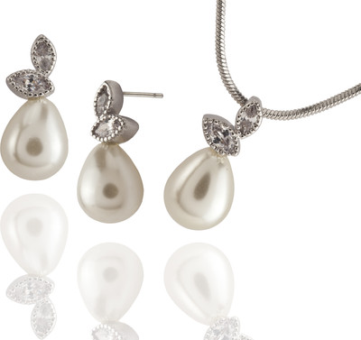 64% OFF on Siyora Brass Jewel Set White