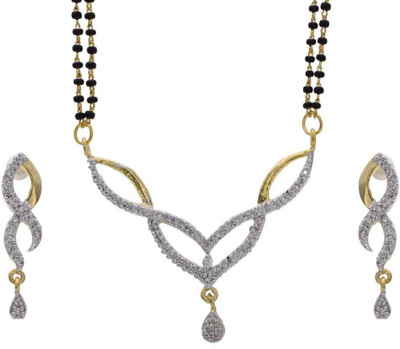 25% OFF on Pearls Cart Ad Stone Studded Cubic Zirconia Alloy Jewel Set White, Gold