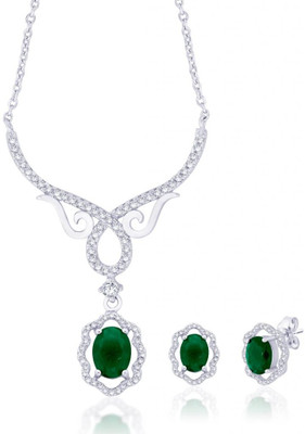 30% OFF on Taraash Sparkling CZ Sterling Silver Jewel Set Green, White