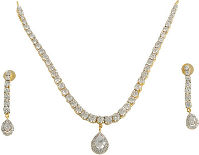 62% OFF on Saugat Traders American Diamond Brass Jewel Set White