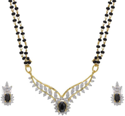 25% OFF on Pearls Cart Ad Stone Studded Cubic Zirconia Alloy Jewel Set White, Gold