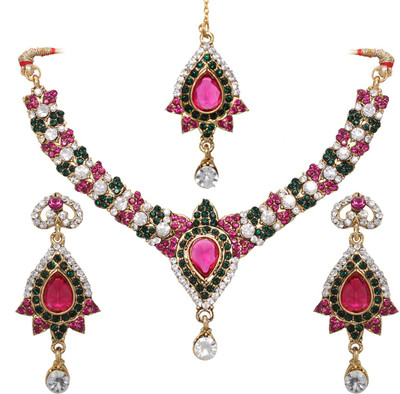 60% OFF on Vendee Fashion Excellent Design Zinc Jewel Set Pink, Green