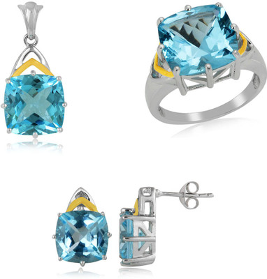 32% OFF on RosesNRibbons Blue Sparkle Sterling Silver Jewel Set Silver, Gold