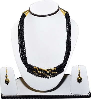 20% OFF on ADJ Black Beaded ethnic Metal Jewel Set Black, Gold