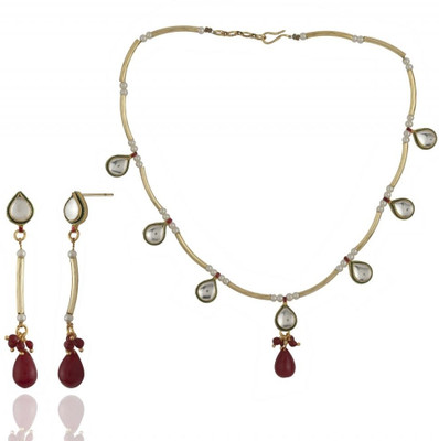 Siyora Designer Brass Jewel Set Maroon