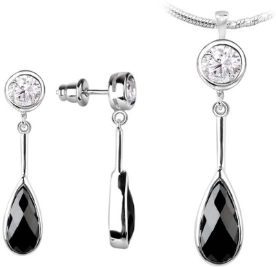 1% OFF on Peora Silver Jewel Set Silver, Black