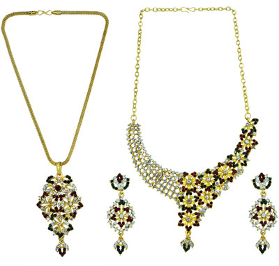 57% OFF on Suvini Marvellous Alloy Jewel Set Green, Maroon, Silver