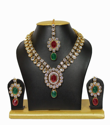 72% OFF on Sewad Wedding Necklace Alloy Jewel Set Gold, Maroon, Green