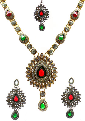 40% OFF on Modish Look Wedding Alloy Jewel Set Red, Green, Multicolor